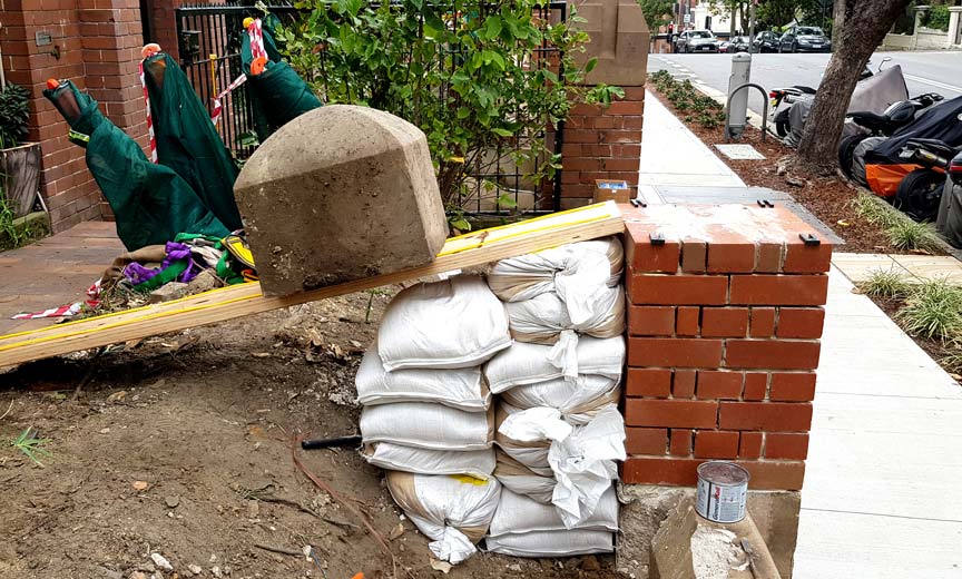 Heritage retaining wall restoration Darlinghurst